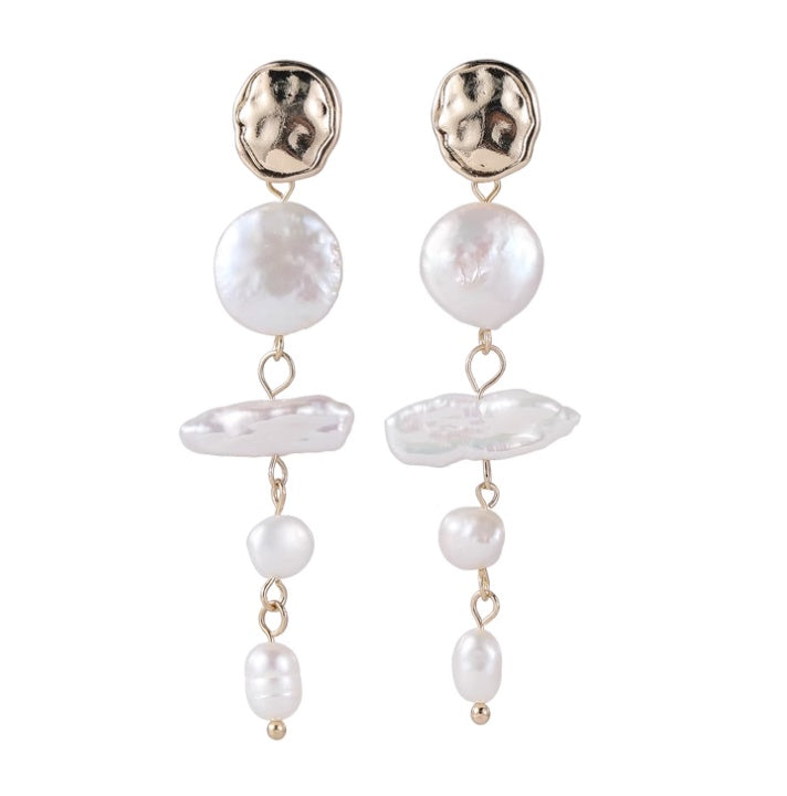 Vintage Earrings Baroque Shaped Pearl