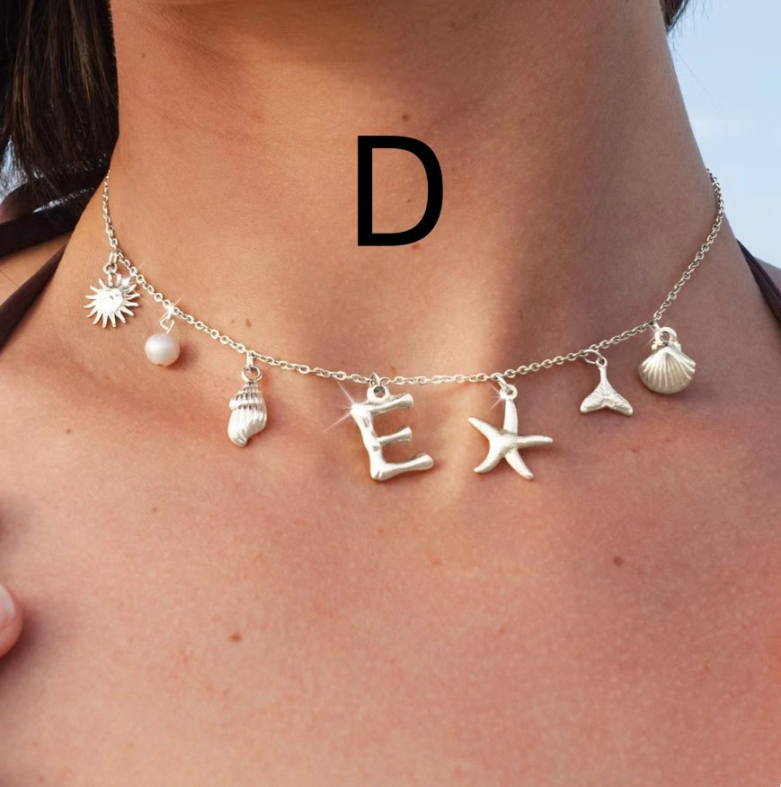 26 Bamboo Letter Necklace Starfish Shell