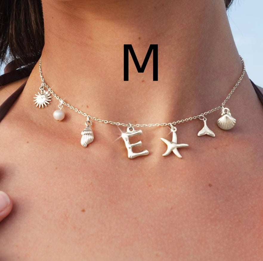 26 Bamboo Letter Necklace Starfish Shell