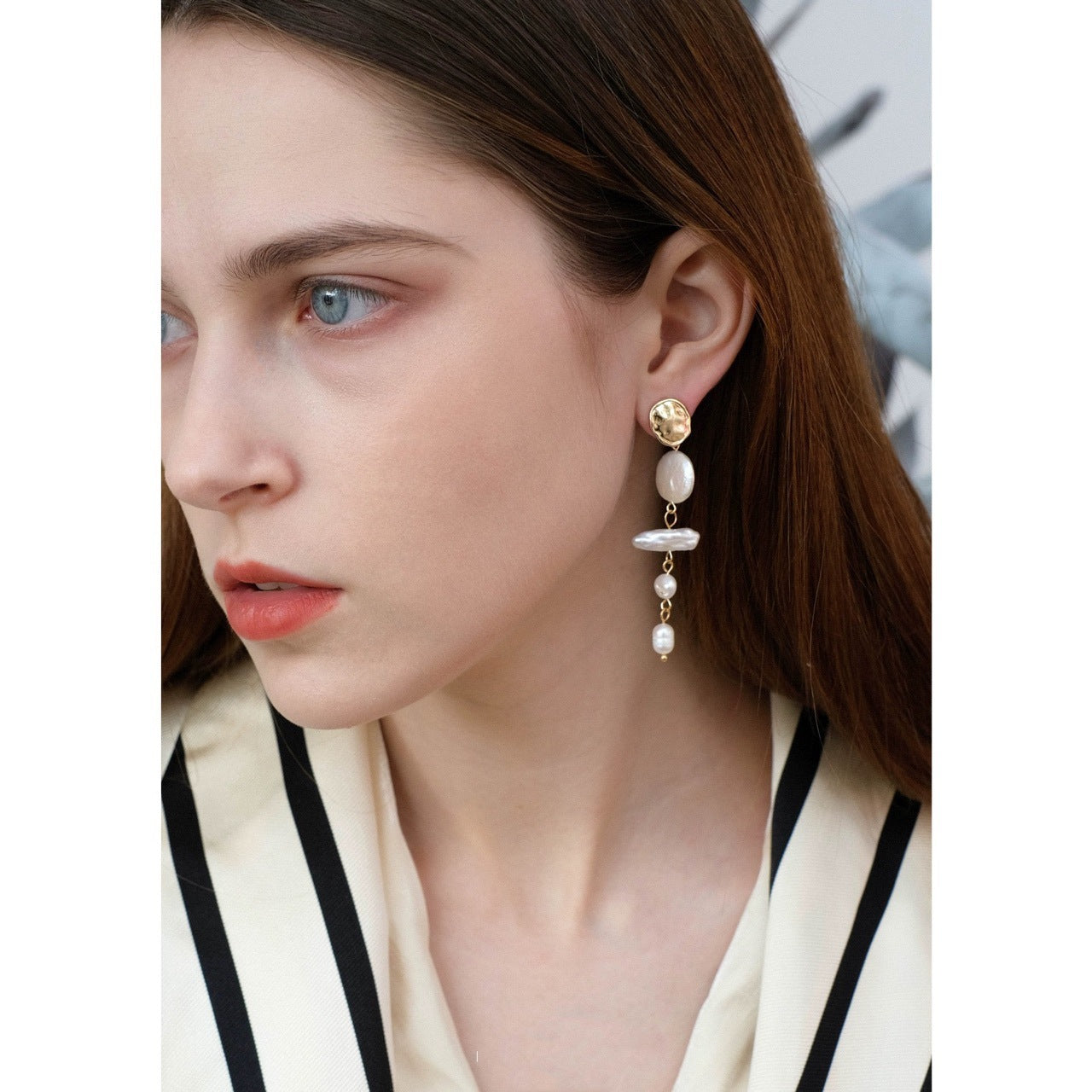 Vintage Earrings Baroque Shaped Pearl