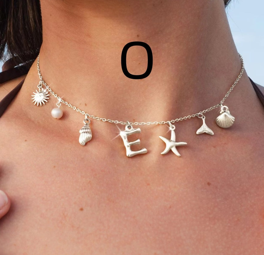 26 Bamboo Letter Necklace Starfish Shell