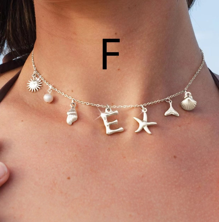 26 Bamboo Letter Necklace Starfish Shell