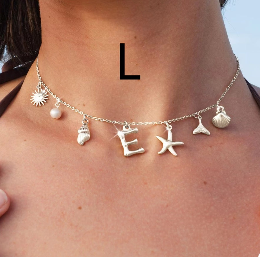 26 Bamboo Letter Necklace Starfish Shell