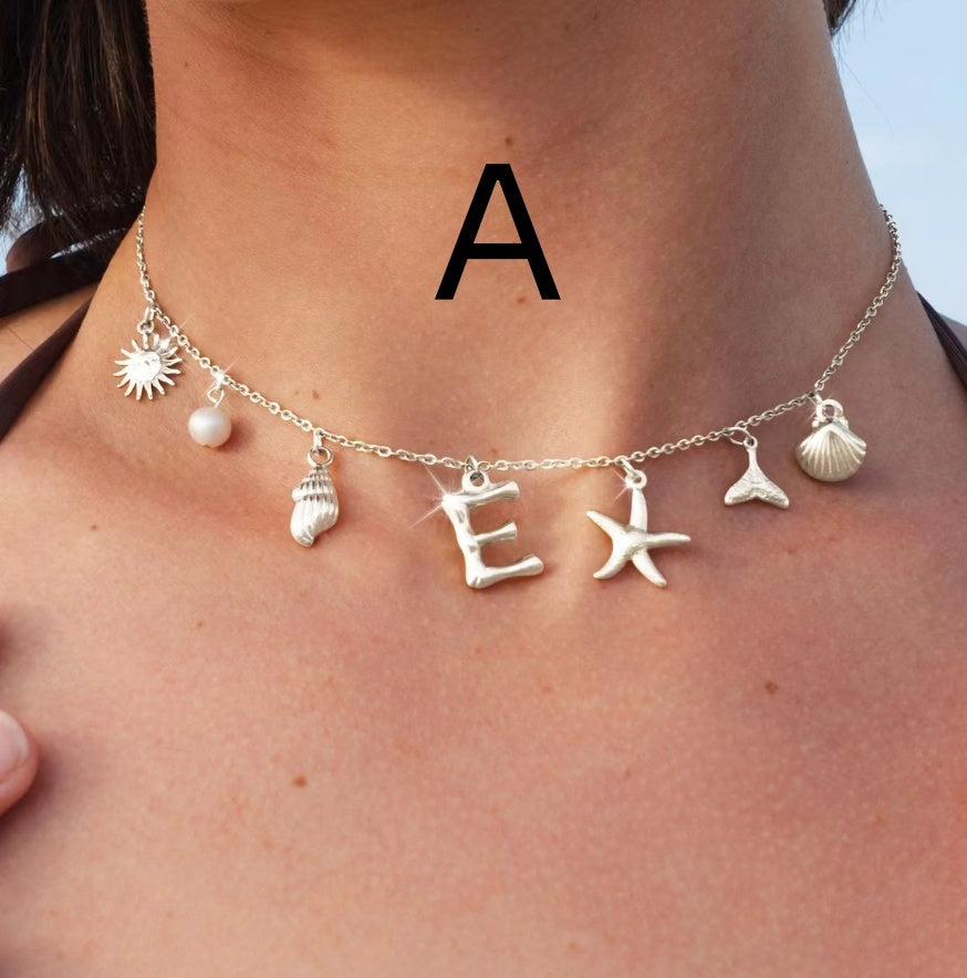 26 Bamboo Letter Necklace Starfish Shell