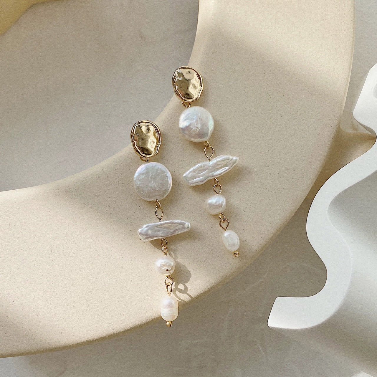 Vintage Earrings Baroque Shaped Pearl