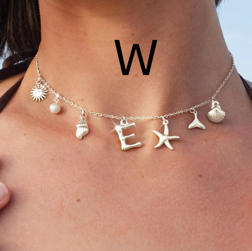 26 Bamboo Letter Necklace Starfish Shell